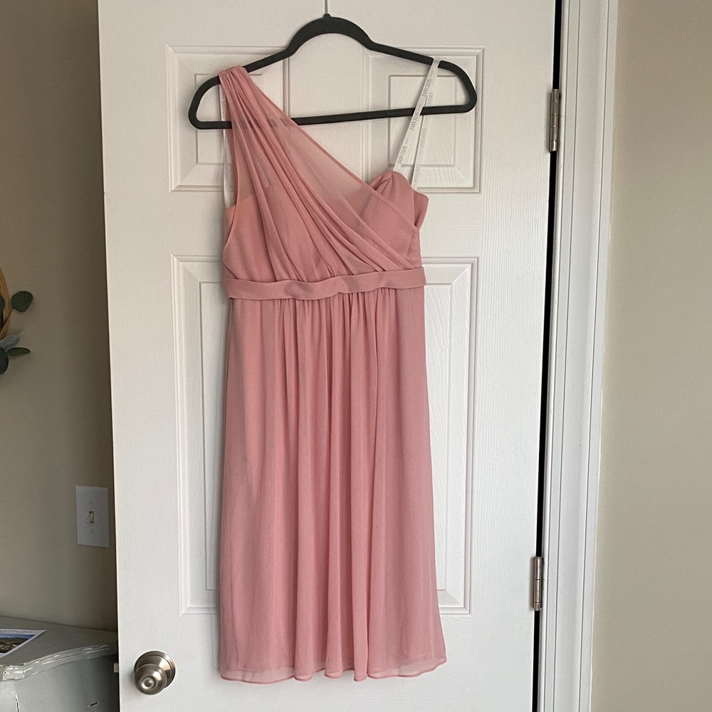 David’s Bridal One Shoulder with Illusion Neck